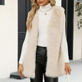 thumbnail image 1 of Womens Faux Fur Gilet Coat, Winter Sleeveless Vest Jacket Crew Neck Outwear Plush Warm Winter Coat Beige M, 1 of 7