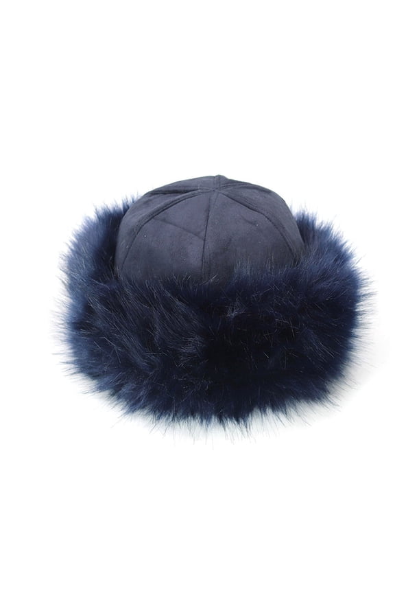Womens Faux Fur Hat for Winter, Classy Russian Style Suede Fluffy Warm Cap