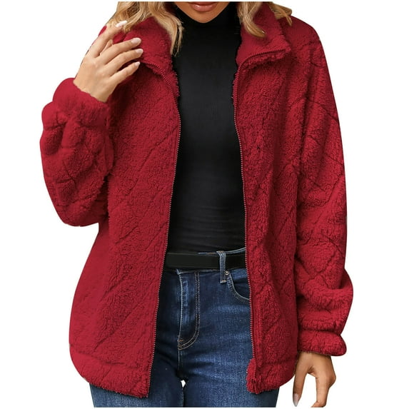 Womens Faux Fur Jacket Fleece Fuzzy Sherpa Jackets Shaggy Warm Winter Coats Outerwear Casual Fashion Fall Clothes 2023