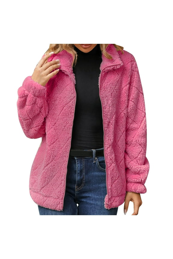Womens Faux Fur Jacket Fleece Fuzzy Sherpa Jackets Shaggy Warm Winter Coats Outerwear Casual Fashion Fall Clothes 2023