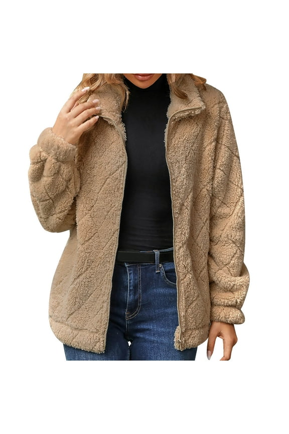 Womens Faux Fur Jacket Fleece Fuzzy Sherpa Jackets Shaggy Warm Winter Coats Outerwear Casual Fashion Fall Clothes 2023