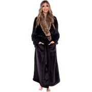 Womens Faux Fur Robe -Luxury Bathrobe by Silver Large/X-Large, Black