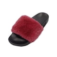 thumbnail image 1 of Womens Faux Fur Slides Slip on Fuzzy Sandal Slipper Shoes, 1 of 2