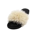 thumbnail image 1 of Womens Faux Fur Slides Slip on Fuzzy Sandal Slipper Shoes, 1 of 1