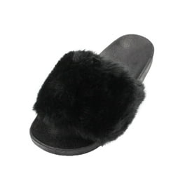 LAVRA Womens Fuzzy Slides Faux Fur Slippers Sandals Walmart