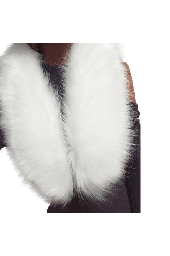 Womens Faux Fur Trim Scarf Cozy Soft Plush Wrap For Winter Neck Warmth Fashion Accessory