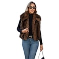 thumbnail image 1 of Womens Faux Fur Vest Lapel Collar Sleeveless Open Front Cardigan Top Fuzzy Coats Jacket Fluffy Outwear with Pockets, 1 of 7