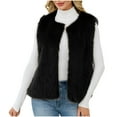 thumbnail image 1 of Womens Faux Fur Vest Sleeveless Open Front Jackets Casual Fuzzy Coats Winter Warm Coats Relaxed Shaggy Tops Elegant Dignified Outerwear Trendy Outfits Going Out Overcoat, 1 of 8
