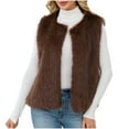 thumbnail image 1 of Womens Faux Fur Vest Sleeveless Open Front Jackets Casual Fuzzy Coats Winter Warm Coats Relaxed Shaggy Tops Elegant Dignified Outerwear Trendy Outfits Going Out Overcoat, 1 of 7