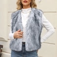 thumbnail image 1 of Womens Faux Fur Vest Warm Shaggy Sleeveless Faux Fur Jacket Solid Color Open Front Vest 2026 Winter Fashion Outfits L Large, 1 of 6