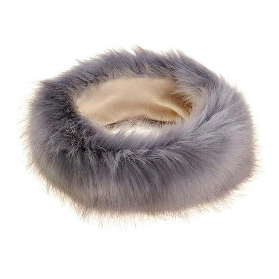 Womens Faux Headband - Winter Furry Earwarmer Earmuffs - Cold Weather Ear Covering Russian Headbands - Gray