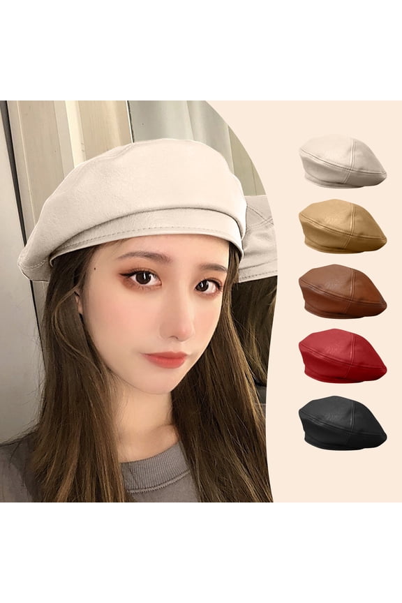 Womens Faux Leather Beret Classic French Style Artist Hat with Timeless Design