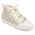 thumbnail image 1 of Womens Faux Leather High-top Lace-up Laser-cut Sneakers, 1 of 8