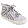 thumbnail image 1 of Womens Faux Leather High-top Lace-up Laser-cut Sneakers, 1 of 8