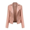 thumbnail image 1 of Womens Faux Leather Jackets Zip Up Motorcycle Short PU Moto Biker Outwear Fitted Slim Coat, 1 of 9