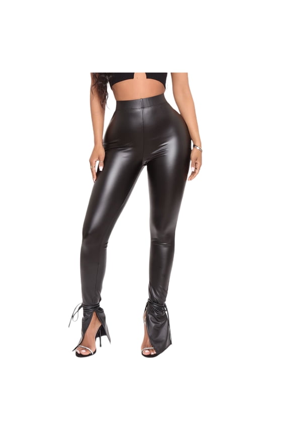 Womens Faux Leather Leggings Stretch High Waisted Pleather Pants