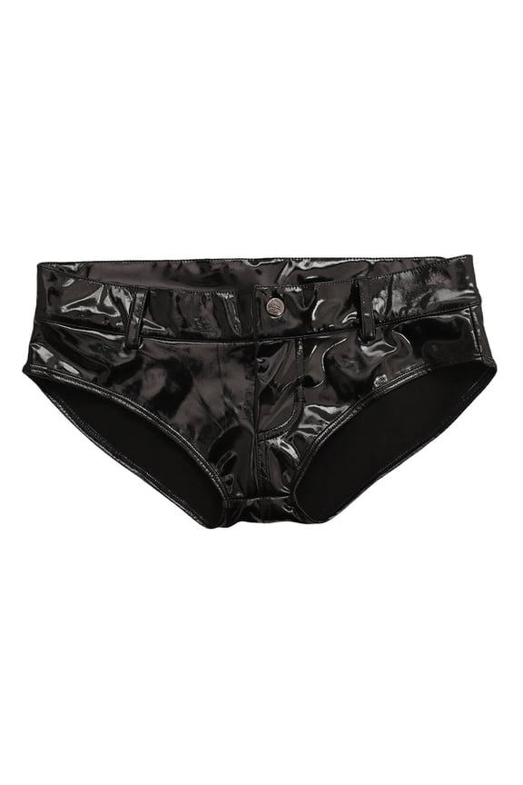 Womens Faux Leather Shining Wetlook Shorts Nightclub Dance Skinny Raves Disco Party Bottoms Booty Shorts Clubwear