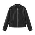 thumbnail image 1 of Womens Faux Leather Zip Up Jackets PU Short Moto Coat Fall Winter Slim Fit Biker Outwear Black XXL, 1 of 4