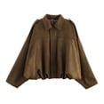 thumbnail image 1 of Womens Faux Suede Bomber Jacket Casual Lapel Cropped Coat Solid Color Lightweight Zip Up Fashion Outerwear, 1 of 4