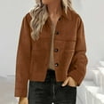 thumbnail image 1 of Womens Faux Suede Bomber Jacket Casual Lapel Pilot Cropped Coat Oversized Motorcycle Jackets Outerwear Coffee S, 1 of 6