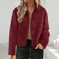thumbnail image 1 of Womens Faux Suede Bomber Jacket Casual Lapel Pilot Cropped Coat Oversized Motorcycle Jackets Outerwear Wine XL, 1 of 6