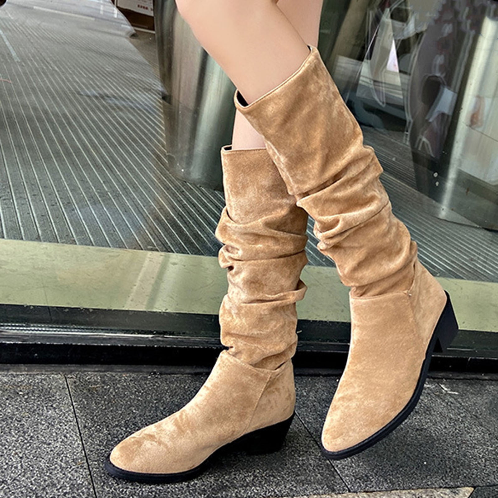 VJH confort Women's Mid Calf Boots,Round Toe Comfort Low Heel Slouchy Dress  Booties with Buckle Strap Side Zipper, Black, 6.5 price in Saudi Arabia |  Amazon Saudi Arabia | kanbkam