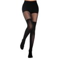 thumbnail image 1 of Womens Faux Thigh High Tights Stitching Opaque Suspender Pantyhose Mock Over the Knee Goth Striped Fishnet Stockings, 1 of 7