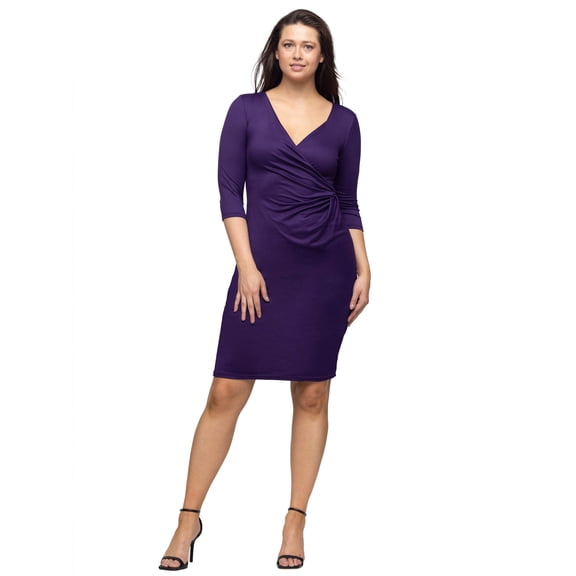 Womens Faux Wrap Knee Length Dress