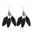 thumbnail image 1 of Womens Feather Earrings Vintage Boho Earrings Black Feather Tassel Earrings Long Feather Earrings Western Bohemian Jewelry for Women, 1 of 5