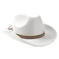 thumbnail image 1 of Womens Fedora Hat! Yigetop Women's Big Brim Cowboy Hat Western Bowler Hat Wide Brim Hats for Women White One Size, 1 of 3