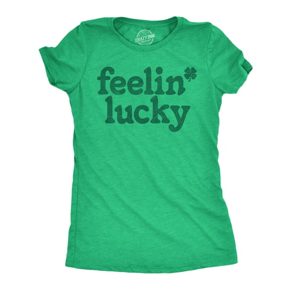Womens Feelin Lucky T shirt Funny St Pattys Days Parade Four Leaf Clover Tee for Ladies Womens Graphic Tees