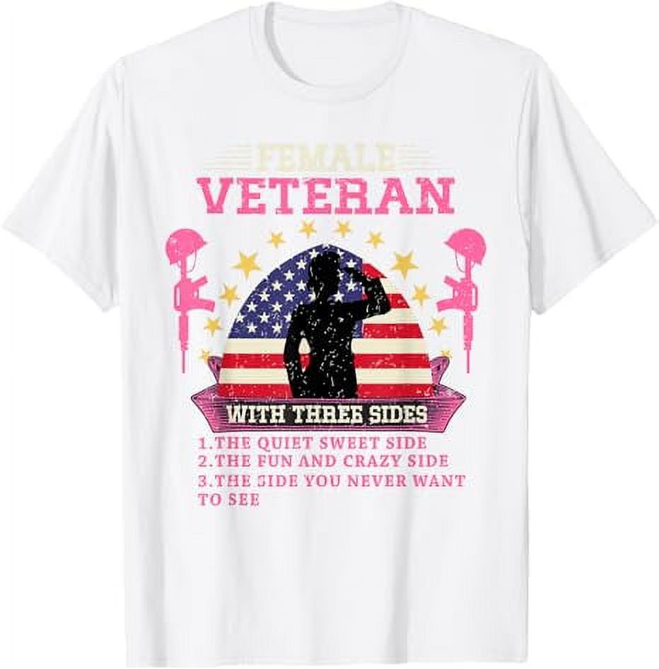 Womens Female Veteran with Three Sides Veteran Mother 2024 TShirt