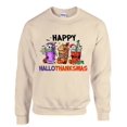 thumbnail image 1 of Womens Festive Holiday Sweatshirt Happy Hallowthankmas Funny Crewneck Sweatshirt-Sand-large, 1 of 1