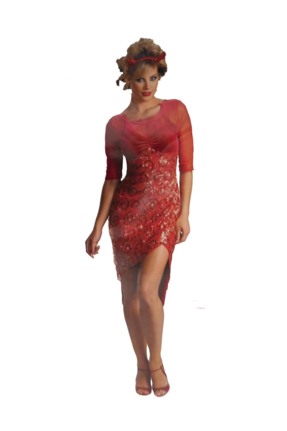 Womens Fiery Devil Halloween Costume Dress & Headpiece Large 12-14
