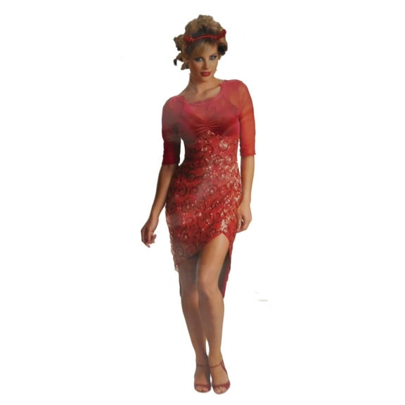 Womens Fiery Devil Halloween Costume Dress & Headpiece Medium 8-10