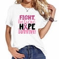 thumbnail image 1 of Womens Fight Believe Hope Breast Cancer Warrior Pink Ribbon Support T-Shirt Black, 1 of 5