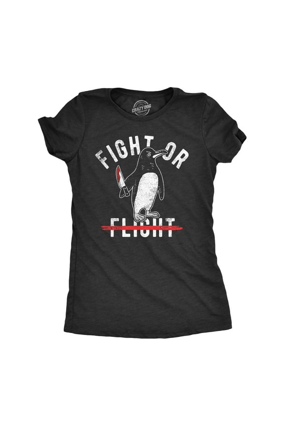Womens Fight Or Flight T Shirt Funny Killer Penguin Funny Flying Joke Tee for Ladies Womens Graphic Tees