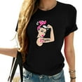 thumbnail image 1 of Womens Fighter Rosie The Riveter Breast Cancer Awareness T-Shirt Black, 1 of 4