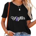thumbnail image 1 of Womens Fighter Stomach Cancer Awareness Ribbon Gifts Round Neck T-Shirt Black, 1 of 3