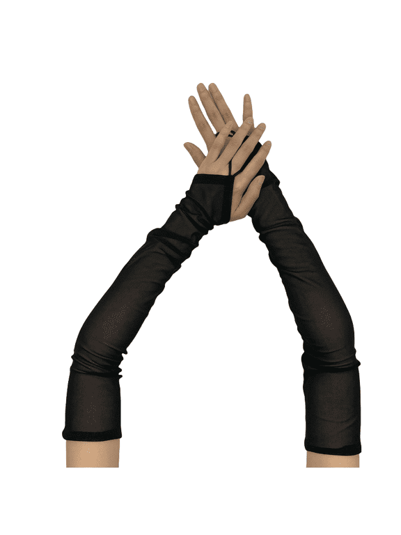 Womens Fingerless Gloves Mesh Long Tea Party Wedding Prom Formal Gloves Costume Gloves