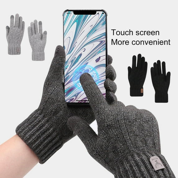 Womens Fingers Touchscreen Cable Knit Winter Gloves