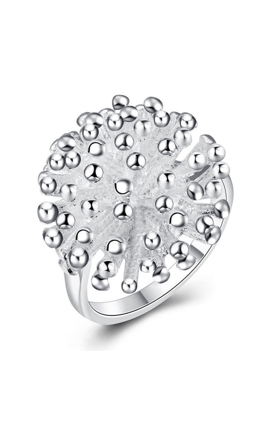 Womens Fireworks Shape Ring 925 Silver Plated Copper Ring Eco-Friendly Material Unique Design Fashion Jewelry Ring Gift