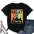 thumbnail image 1 of Womens First Salat 5 Times Day Muslim Prayer Design Ramadan Kareem Round Neck T-Shirt Black 3X-Large, 1 of 5