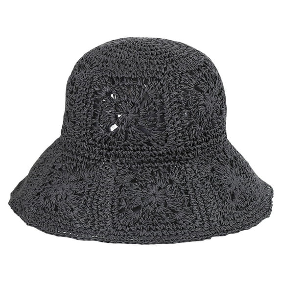 Women Straw Sun Hat Floral Woven Crochet Bucket Hat Accessories Beach Hat Hand Woven Boho Foldable Cap