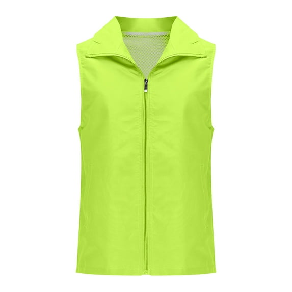Womens Fishing Vest Zip Up Sleeveless Jacket Utility Anorak Outwear Breathable Lapel Neck Travel Hiking Vest Green M