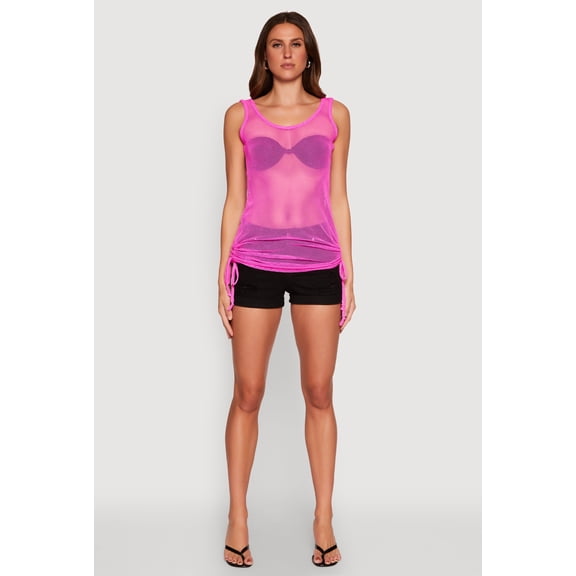 Womens Fishnet Drawstring Sides Tank Top