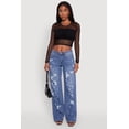 thumbnail image 1 of Womens Fishnet Long Sleeve Solid Crop Top, 1 of 5