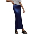thumbnail image 1 of Womens Fishtail Satin Skirts Dressy Casual Elegant Bodycon Pencil Silk Long Skirts Party Work Business Outfits Navy, L, 1 of 7