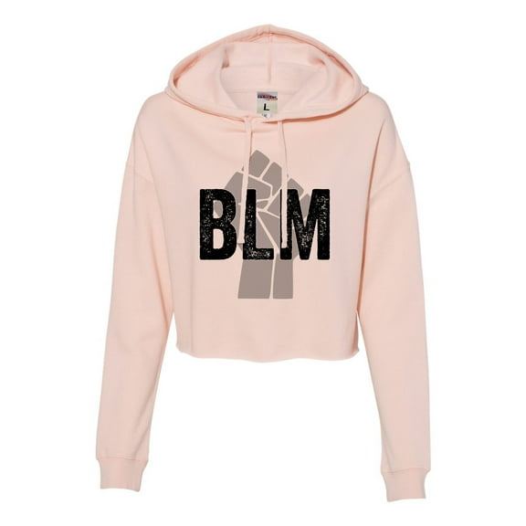 Womens Fist BLM Black Lives Matter Cropped Hooded Sweatshirt