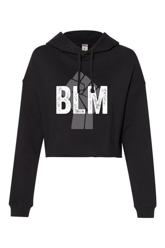 Womens Fist BLM Black Lives Matter Cropped Hooded Sweatshirt